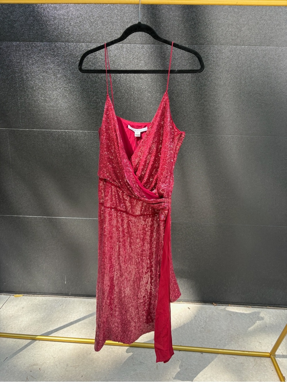 Diane von Furstenberg Fuchsia Sequin Midi Dress